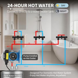 Kit de pompe de recirculation d'eau chaude instantanée Egmiku 15PBG-6 110V avec minuterie intégrée pour systèmes de chauffe-eau - Product Image 6