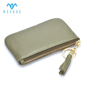 Haute qualité Vintage Euro Zip <span class=keywords><strong>porte</strong></span>-<span class=keywords><strong>monnaie</strong></span> sac à main vert en <span class=keywords><strong>cuir</strong></span> véritable Simple mais élégant pour une utilisation de souvenirs - Product Image 3