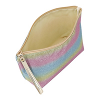 Usine Personnalisé Arc-En-Ciel Paillettes Cosmétique Organisateur De Toilette Sac avec Bracelet De Mode Coloré Maquillage Poche de Tirette avec Logo