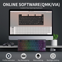 Clavier mécanique de jeu filaire USB-C rétroéclairé RGB SKYLOONG GK75 75% avec interrupteurs KTT et touches PBT double injection QMK/VIA