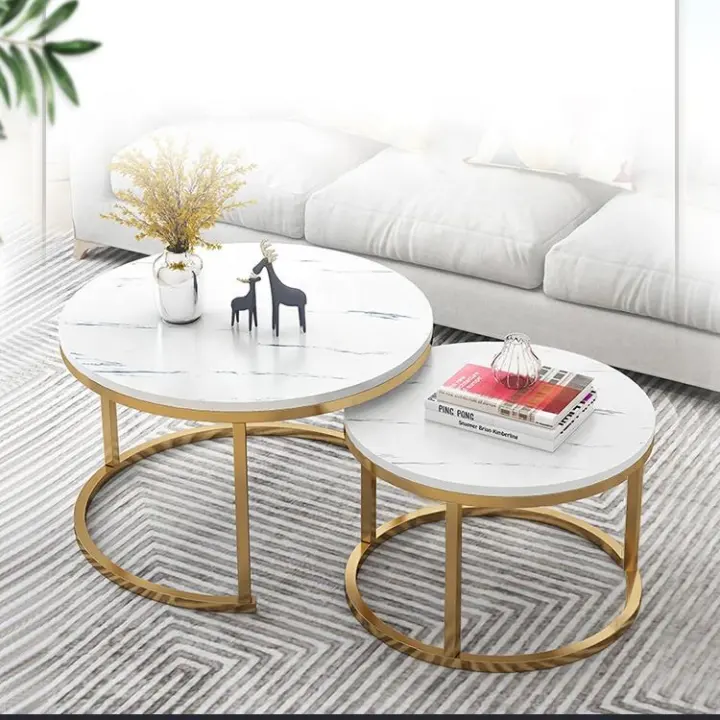 Table basse nordique moderne, ensemble de Table à thé Simple, petite Table d'appartement de luxe légère, blanche et noire