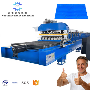 Blue Trapezoidal Roofing <b>Tile</b> Roll Forming Machine 1200mm Steel <b>Sheet</b> Metal Forming Equipment for Roof Panels - Product Image 1