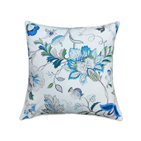 Sarung Bantal Motif Bunga Latar Belakang Putih dengan Ritsleting Tersembunyi dan Piping Putih, Sarung Bantal Dekoratif untuk Sofa, Kursi, Tempat Tidur