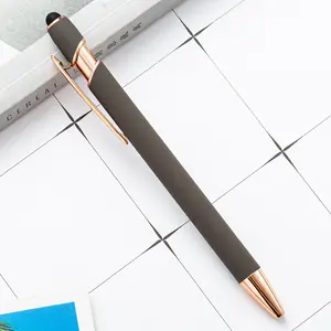 Caneta esferográfica de metal personalizada com logotipo de caneta, caneta de marca de luxo personalizada multifuncional com toque suave e logotipo impresso