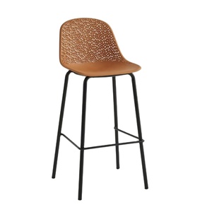 <span class=keywords><strong>Taburete</strong></span> de Bar de Diseño Moderno, Altura de Mostrador, Color Taupe, de <span class=keywords><strong>Polipropileno</strong></span>, con Patas de Metal - Product Image 2