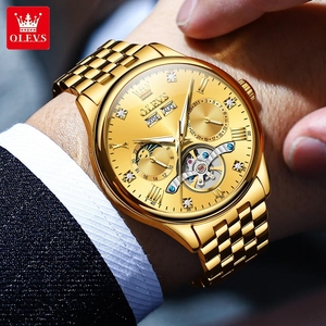 Montre homme OLEVS 7023 de luxe, squelette automatique mécanique, avec calendrier des phases lunaires 24 heures, étanche. - Product Image 4