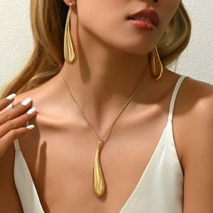 Design américain simple Suite de bijoux Ins transfrontaliers élégant collier tout match boucles d'oreilles à la mode toute l'année assorties - Product Image 5