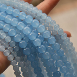 Perles rondes en calcédoine naturelle, perles en pierre pour la fabrication de bracelets, accessoires de bijoux DIY - Product Image 3