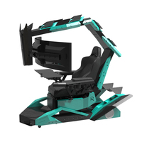 Chaise de cockpit de jeu pour ordinateur LED Esports avec fonction de massage, cadre en acier inoxydable pour trois moniteurs