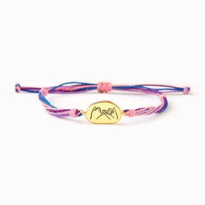 Custom Colorful <b>Adjustable</b> Engraved Oval Charm String <b>Bracelet</b> for Friends - Product Image 1