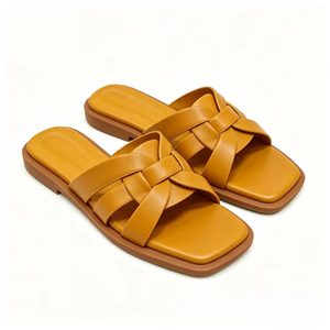 Sandales plates d'été pour femmes avec fermeture à lacets, bout carré, motif uni, embout en <span class=keywords><strong>acier</strong></span> – en sangle tissée - Product Image 5