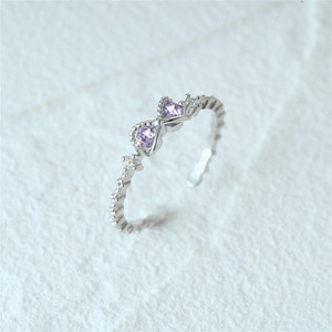Anillos de Plata S925 con Circonita y Lazo Morado de CANNER Fine Jewelry, Anillos Ajustables para Chicas, Regalos para el Día de San Valentín - Product Image 4