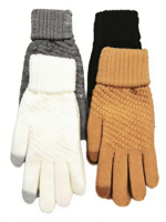 Gants tricotés Jacquard d'hiver thermiques en acrylique respirants, longueur poignet, à doigts complets, compatibles écran tactile, pour le cyclisme quotidien