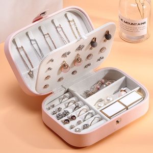 Luxury PU Leather Jewelry Organizer Box with <b>Mirror</b> for Ring Necklace Earring Storage and Travel Use gift store - Product Image 3