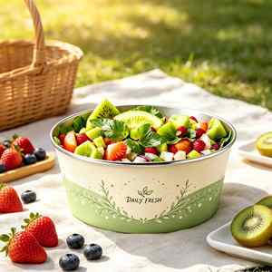 Vente en gros de bols en papier personnalisés avec logo, bord métallique, jetables, pour salade de fruits, emballage alimentaire à emporter - Product Image 3