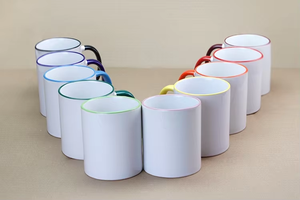 Mug en céramique vierge pour sublimation Prosub Wholesale 11oz avec couleurs de rebord, personnalisable par impression DIY, avec poignée - Product Image 6