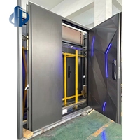Puerta de Entrada Moderna de Aluminio Fundido con Doble Blindaje, Luz LED con Incrustaciones de Diamantes 3D, a Prueba de Explosiones, Puerta de Seguridad Inteligente para Interiores