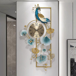 89x45cm mới Trung Quốc sáng tạo nhà phòng khách ánh sáng sang trọng đồng hồ treo tường hiện đại đồng hồ nghệ thuật nhà hàng bầu không khí con công đồng hồ treo tường - Product Image 5