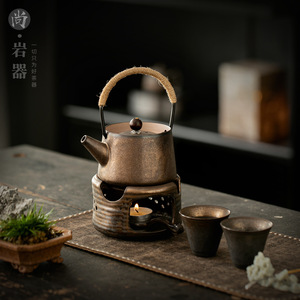 Vintage Gilded Teapot And Teacup Set <b>Ceramic</b> Kettle With Handle Candle Warmer One <b>Pot</b> Two Cups Kung Fu <b>Tea</b> Set - Product Image 4