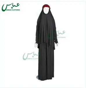 Ensemble Abaya et Hijab Noir pour Femmes Musulmanes en Polyester de Haute Qualité, Prêt à Porter, Fait Main, Taille Unique, Collection 2021 - Product Image 1