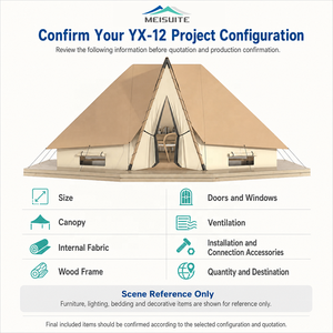 Resort Accommodation Glamping <b>Tent</b> With 80mm Laminated Wood Frame and 850g PVC Canopy for Custom Hotel Projects YX-12 YX-12 Natu - Product Image 2
