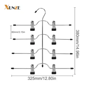Gantungan celana logam, gantungan baju celana logam, klip dapat disesuaikan, hemat ruang, rok Jeans 4-Tier, gantungan pakaian, Pembersih ruang tamu kamar mandi