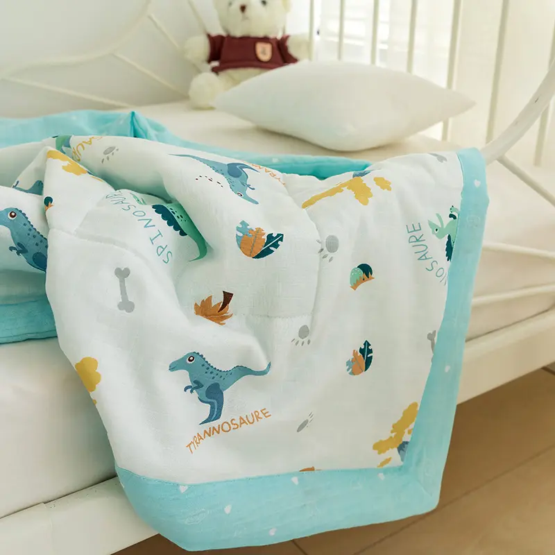 Cotton crib kantha baby quilt Toddler blanket hand block print soft cozy quilt