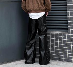 <span class=keywords><strong>Jeans</strong></span> a Zampa d'Elefante in Denim Cerato Personalizzato, Stile Y2k Streetwear, Pantaloni Larghi e Comodi Plus Size, <span class=keywords><strong>Jeans</strong></span> Cargo da Uomo <span class=keywords><strong>con</strong></span> Tasche Grandi - Product Image 3