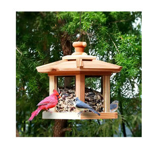 Casa per uccelli in legno all'aperto gabbia per allevamento a forma di esagono Gazebo mangiatoia per uccelli appesa gabbia per allevamento piccole gabbie per uccelli - Product Image 4