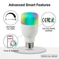 Ampoule LED WiFi dimmable RGBCW sans hub Tuya Smart App avec culot E26/E27