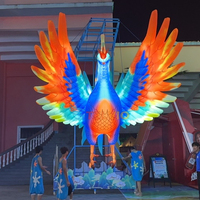 Modèle d'animal suspendu gonflable coloré personnalisé perroquet gonflable avec lumières LED ballon décoratif de défilé d'oiseaux gonflable volant