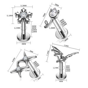 Piercings de Labio de Titanio G23, Aretes de 16G, Cartílago, Tragus, Hélix, Concha, Daith, Lóbulo, Joyería para <span class=keywords><strong>Piercing</strong></span> Corporal - Product Image 2