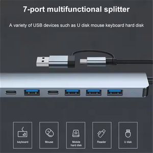 Hub USB 3.0 7 en 1, Estación de Acoplamiento Multipuerto, Divisor Tipo C, Adaptador PD de 5W, Hub de Datos para Computadora Portátil, Laptop, Tablet, PC - Product Image 6