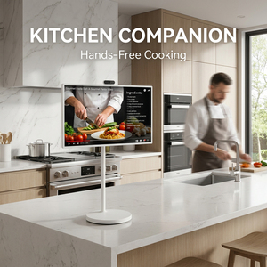 Téléviseur intelligent portable 24 pouces avec écran tactile HD 60Hz, idéal pour l'intérieur et l'extérieur, affichage vertical, diffusion en direct, blanc - Product Image 3