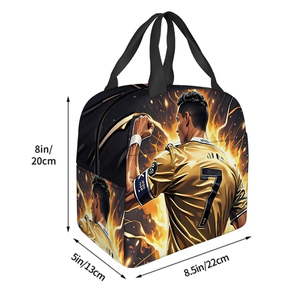 Bolsa de Almuerzo 3D con Estampado del Futbolista <span class=keywords><strong>CR7</strong></span>, Bolsa Térmica Escolar Impermeable, el Mejor Regalo para Niños y Niñas, Bolsa de Picnic de Papel de Aluminio - Product Image 5