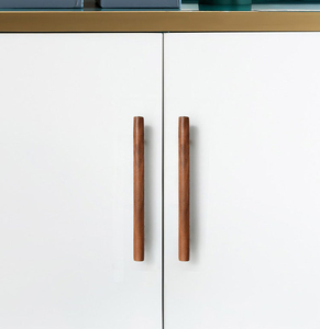 Walnut Simple Modern Solid Wood <strong>Pull</strong> Handle <strong>Light</strong> Luxury Retro Brass Cabinet Door &amp; Dresser Drawer <strong>Pull</strong> for Bedroom Kitchen Use - Product Image 4