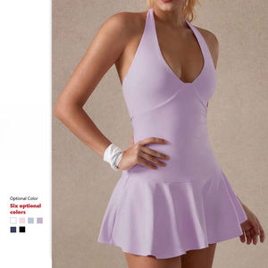 Vestido de Yoga Feminino Sem Mangas em Cor Sólida, Com Tecnologia de Absorção de Umidade, Confortável para Atividades Físicas e Esportivas - Product Image 2