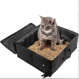 Multifunctional Pet Cat <b>Litter</b> Bag Extra <b>Large</b> Foldable Waterproof Oxford Cloth Cat Supplies Rectangle Black And Gray One Size - Product Image 1