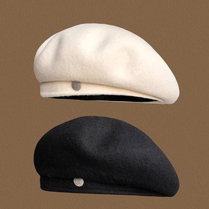 Béret Coréen Simple en Laine Boina pour Femmes, Chapeau de Peintre Rétro Français de Luxe Chaud d'Automne-Hiver qui Affine le Visage - Product Image 3