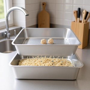 Nouvelle <span class=keywords><strong>litière</strong></span> pour chat en acier inoxydable carré, en métal et plastique, avec drainage, sans ramassage, grande taille - Product Image 1
