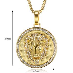 Hip Hop Animal Lion Incrusté Zircon 2024 Acier Inoxydable Pvd 18K Plaqué Or Bijoux Fine Mode Bijoux Colliers pour Hommes Femmes - Product Image 1
