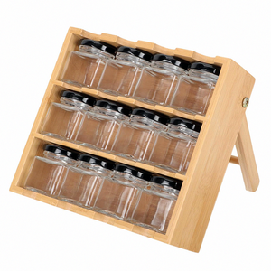 Portaspezie a 3 livelli con cassetto portaspezie in <span class=keywords><strong>legno</strong></span> di bambù con 12 vasetti per condimenti e supporto, <span class=keywords><strong>porta</strong></span> conserve per alimenti in scatola - Product Image 1