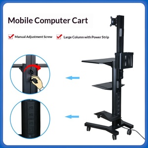 <span class=keywords><strong>Chariot</strong></span> mobile pour écran d'ordinateur de table ronde pour médecin, support en acier pour écrans de 10 à 24,1 pouces, livraison directe - Product Image 4