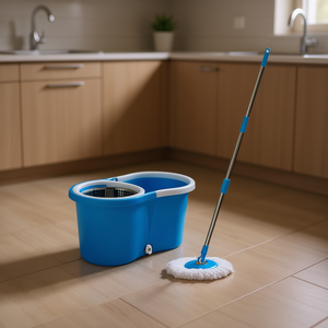 Serpillère Myrva à 360 degrés avec seau, tige en acier inoxydable, tête ronde, nettoyage des sols, design moderne et portable - Product Image 2