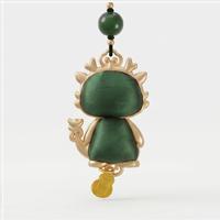 Charme Dragon Porte-Bonheur Plaqué Or de Style Rétro Chinois Traditionnel avec Perle de Jade en Alliage de Zinc