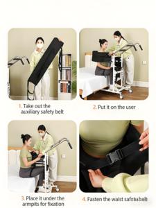 Máquina de Transferencia Vertical con Ruedas, Elevador Portátil para Pacientes, Dispositivo de Ayuda para Caminar y Transferir de Cama a Silla de Ruedas - Product Image 2