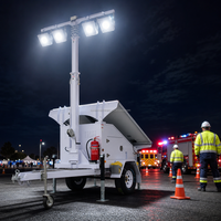 SORNNE Remorque d'éclairage solaire mobile à LED 4*100W, Tour d'éclairage solaire avec mât de 6m pour jardin et usage routier