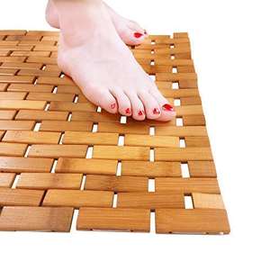 Tapis de bain de douche en bambou naturel solide et écologique Tapis de sol de salle de bain rectangulaire anti-dérapant Tapis de douche en bambou fabriqué à la machine - Product Image 4