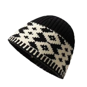 Gorro con rejilla <span class=keywords><strong>de</strong></span> diamante vintage con logotipo personalizado, gorro <span class=keywords><strong>de</strong></span> punto cálido resistente al frío, pompón <span class=keywords><strong>de</strong></span> camuflaje a cuadros para <span class=keywords><strong>niñas</strong></span>, adecuado para la playa - Product Image 1
