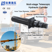 Cilindro Hidráulico Telescópico Multietapa de Acero Inoxidable YANHUANG con Recubrimiento de Cromo Duro, Carrera de 1366 mm, Presión de 10 MPa, Personalizable
